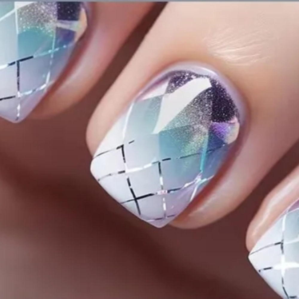 Holographic Nail Wraps Press-On Acrylic Nails 💅(24 Pieces)